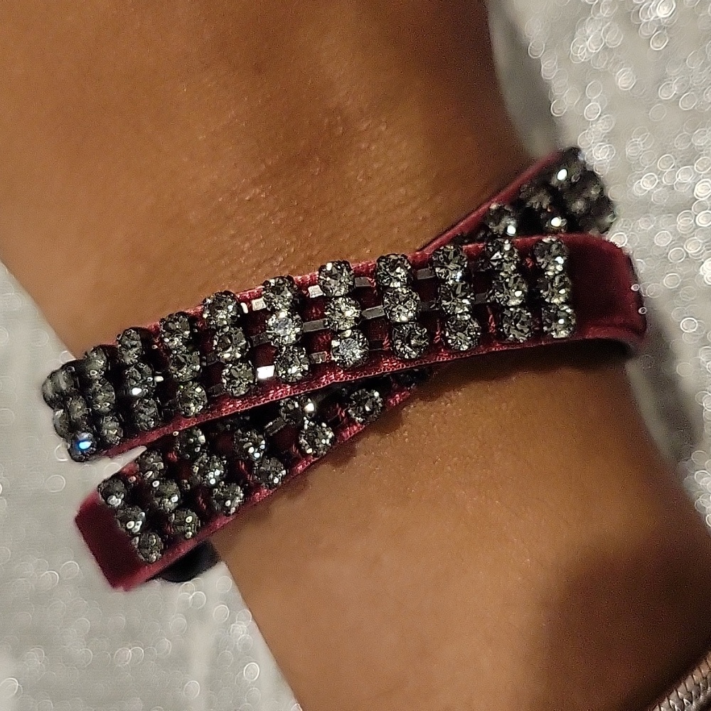 Velvet and rhinestone Tory Burch wrap bracelet